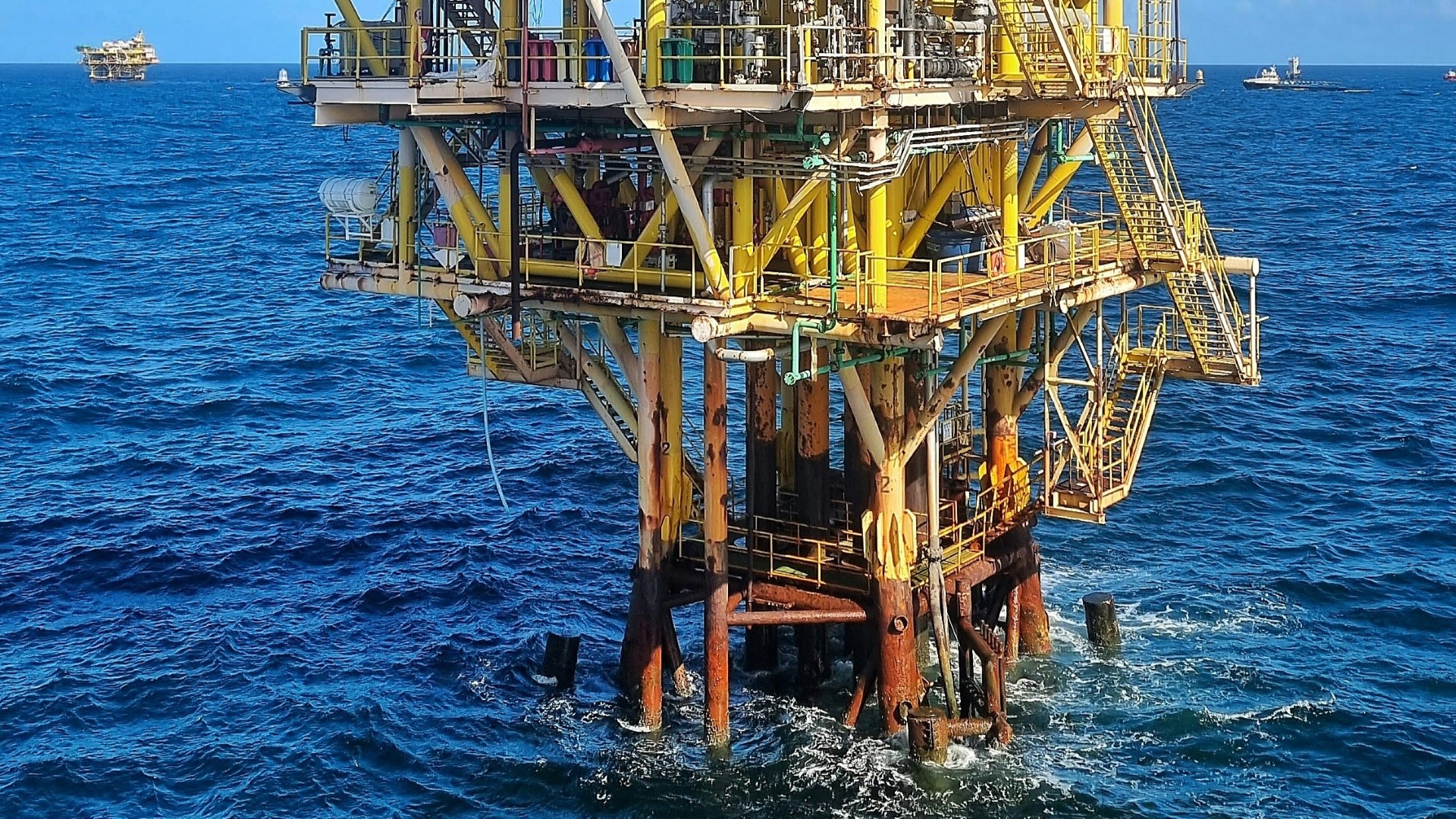 Oil and gas production platform in the sea