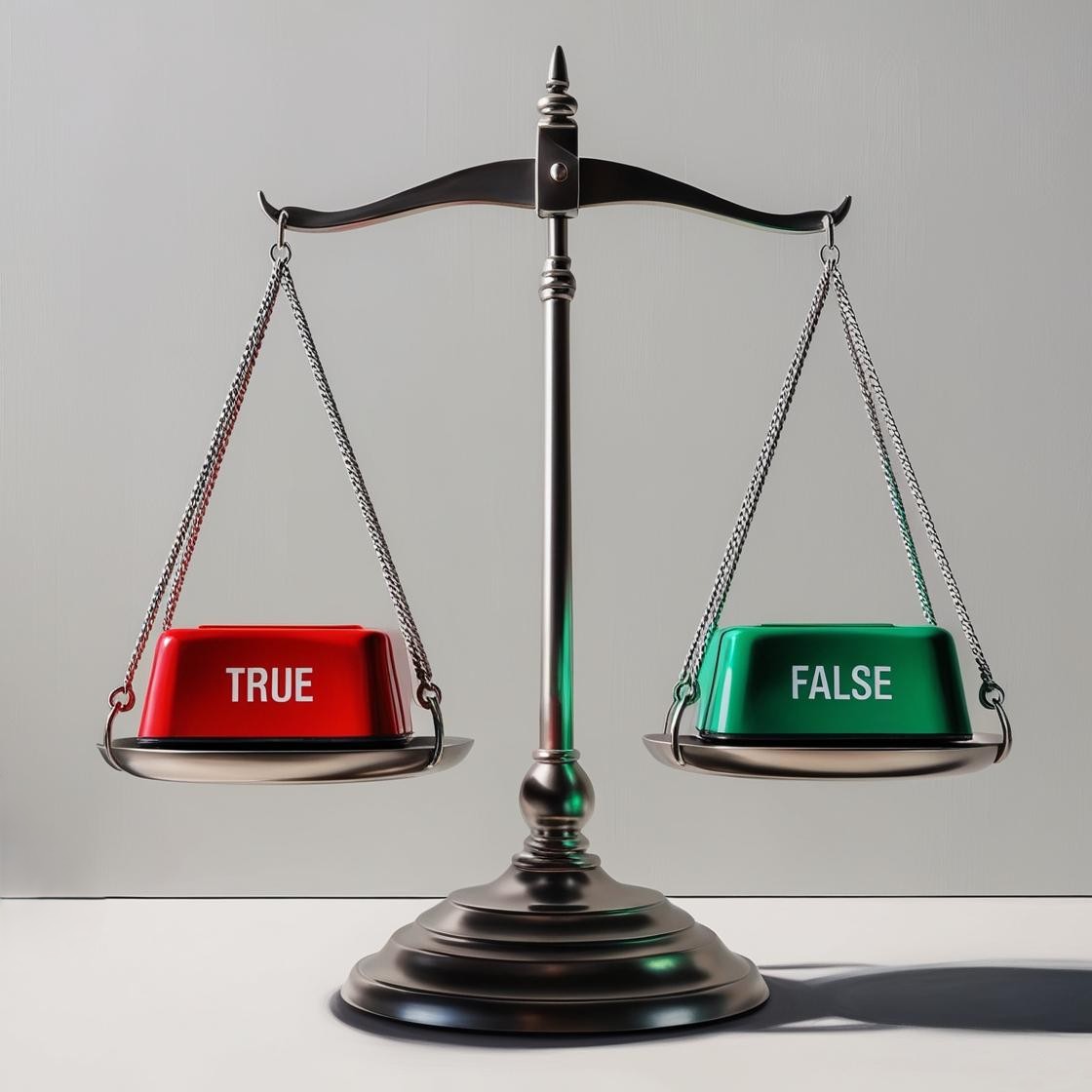 A balance scale weighing true and false